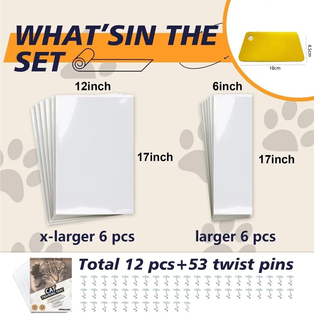 12 Pack Cat Scratch Furniture Protector – Clear Couch Protector from Cat Claws